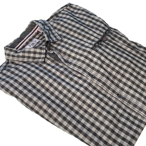 MBX Denim Wear Button Down Check Plaid Short Sleeve Shirt Cotton Chest Pocket - Picture 13 of 13